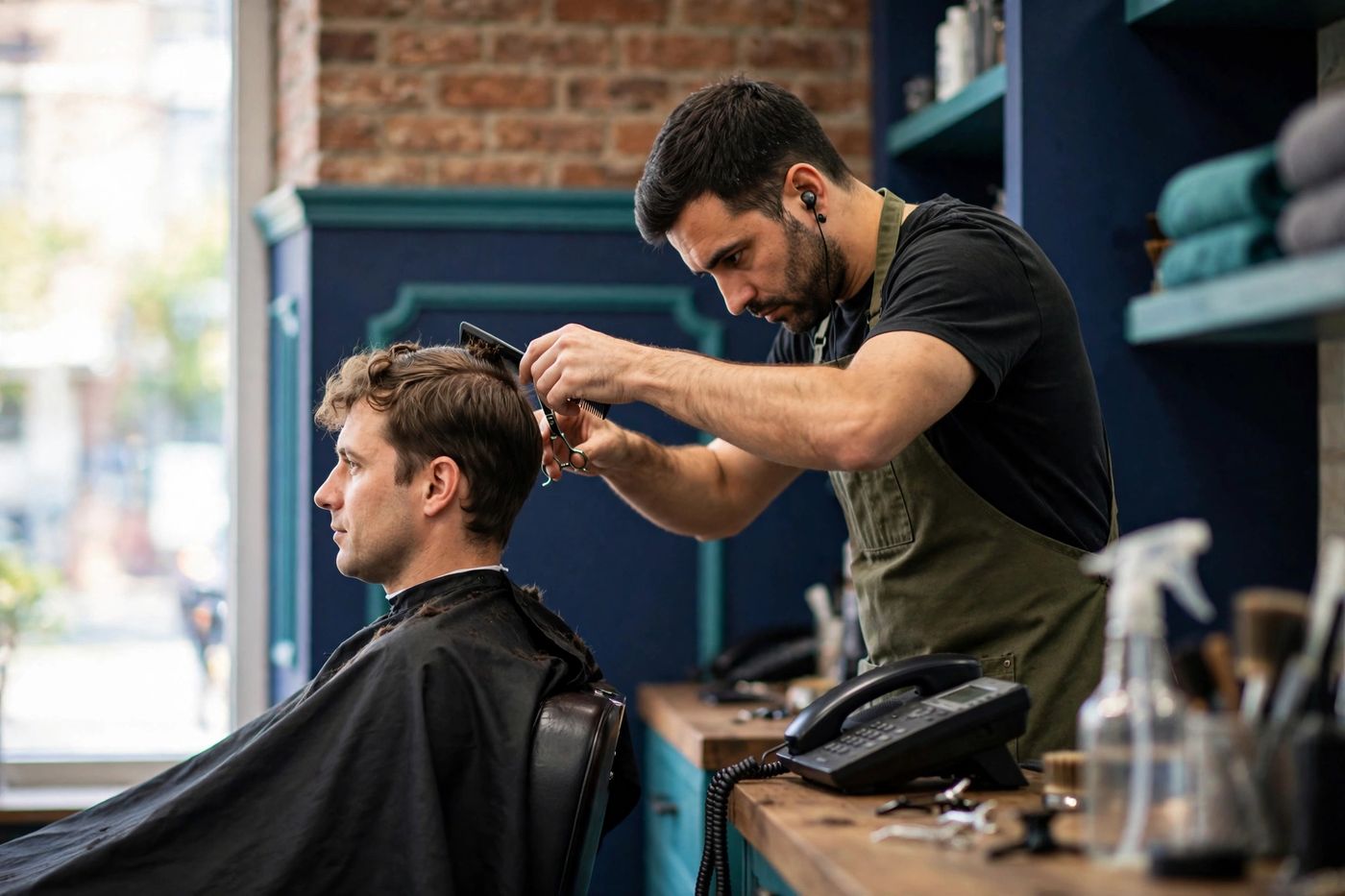 Inside a barbershop